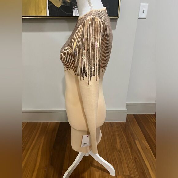 David Koma beige jersey dress sequin detail size small NWT - Picture 5 of 12